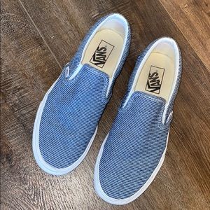 Blue striped slip on Vans